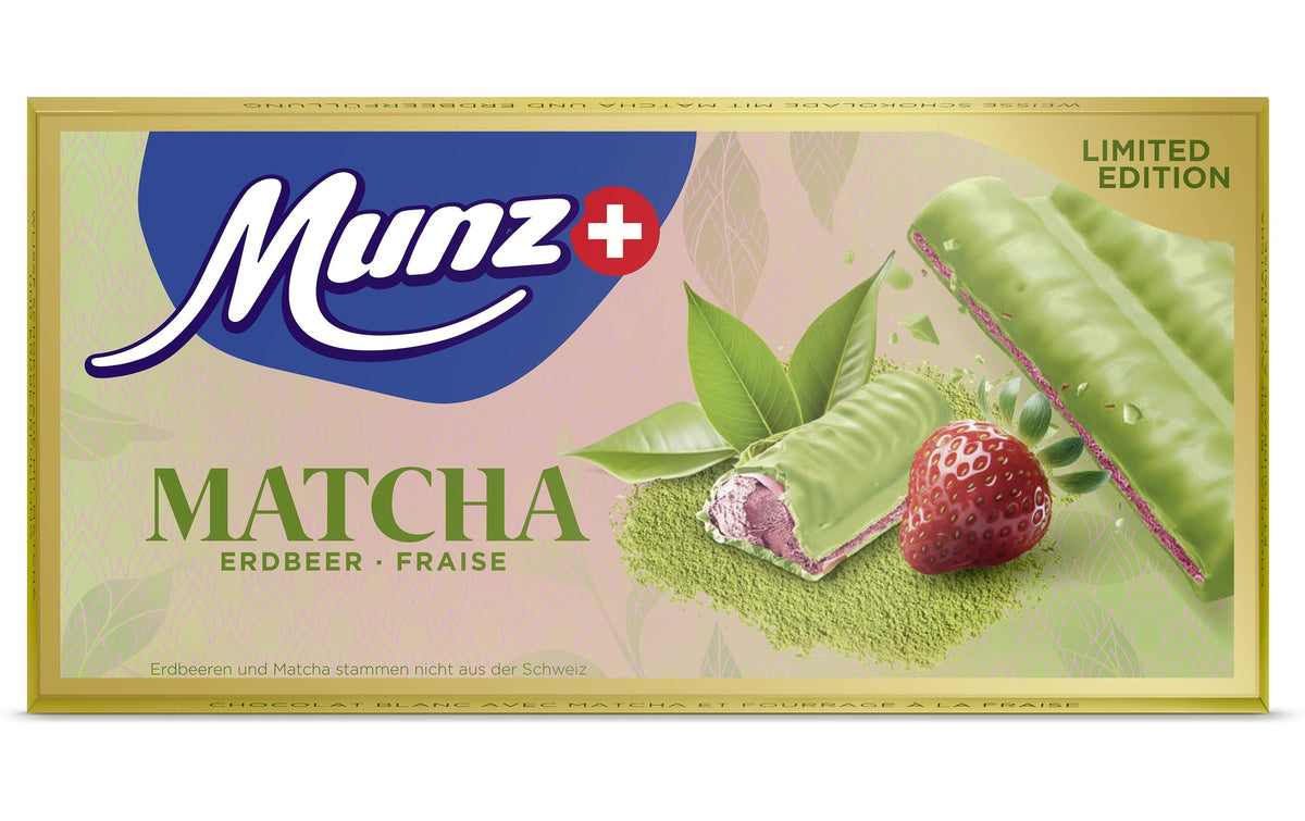 Munz Tafel – Schokolade – Matcha & Erdbeere – 100 g