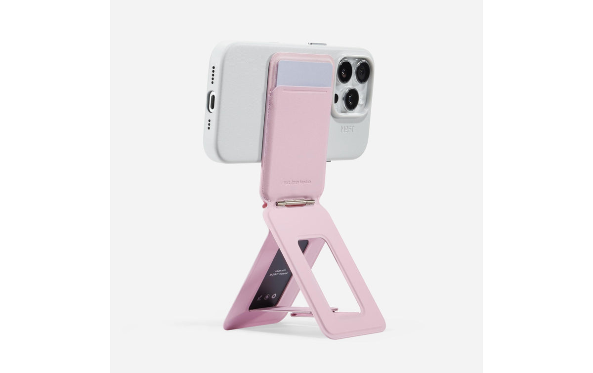 Moft Snap Stativ & Geldbörse MOVAS – Kartenhalter/Geldbörse – mit Klappständer – für MagSafe – Rosa