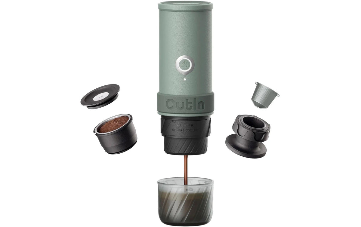 Outin Mino Kapselmaschine – 0,1 l, grün, 6,7 × 19,5 × 6,7 cm