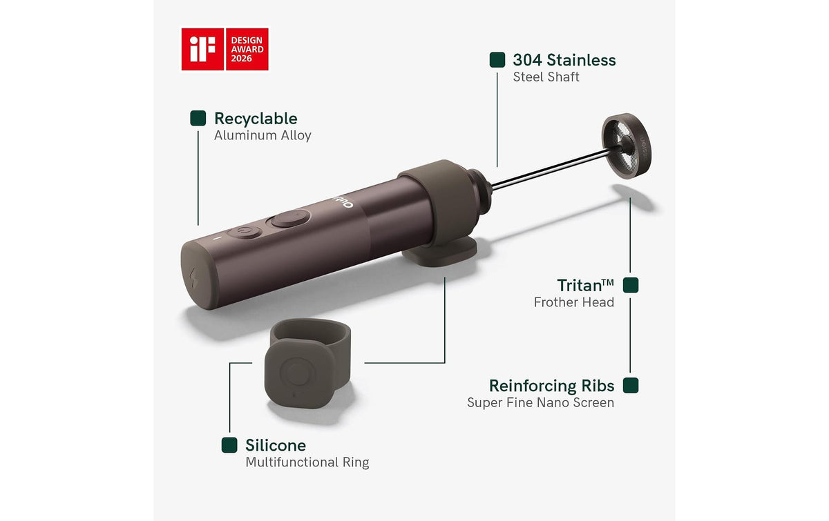 Outin Milchschäumer-Stab OTMF-LG-01-TB – Akku, für Outin Nano & Mino – Dunkelbraun