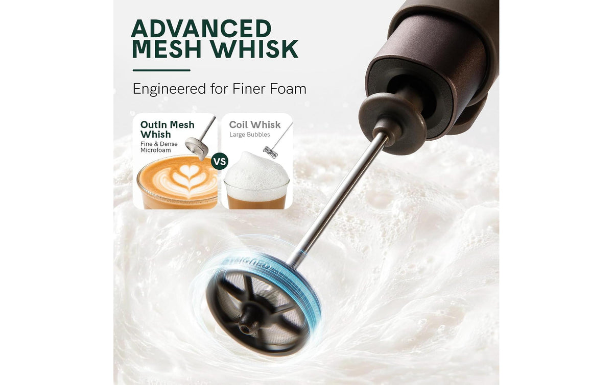 Outin Milchschäumer-Stab OTMF-LG-01-TB – Akku, für Outin Nano & Mino – Dunkelbraun