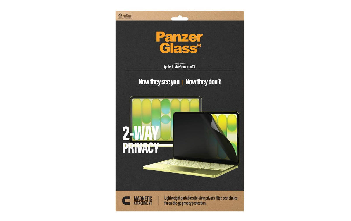 PanzerGlass Magnetischer Blickschutzfilter für Apple MacBook Neo 13", 16:10 – 186,3 × 292 mm, 2-Wege