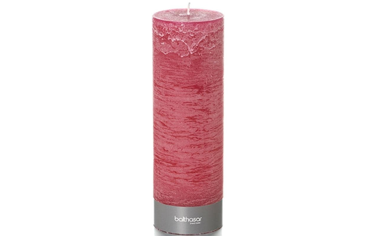 Balthasar Rustico Zylinderkerze – Ø 10 × 30 cm – Paraffin, Himbeer