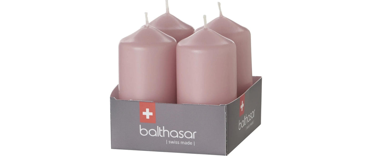 Balthasar Stumpenkerzen – Ø 4 × 8 cm – Paraffin, rosa – 4er Set
