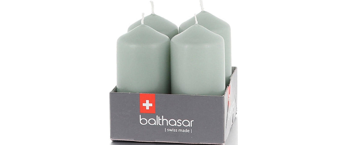 Balthasar Stumpenkerzen – Ø 4 × 8 cm – Paraffin, Hellgrün – 4er Set