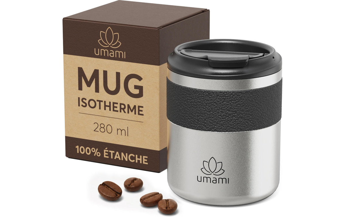 Umami Thermobecher 280 ml – doppelwandig, Metall, Schwarz