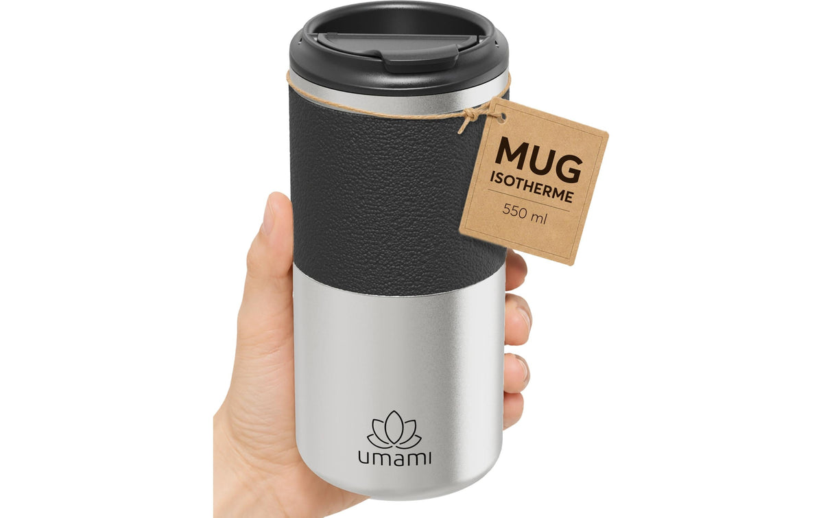 Umami Thermobecher 550 ml – Doppelwandig, Metall, Schwarz