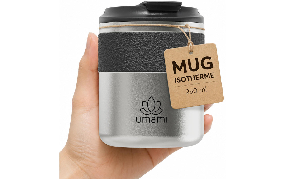 Umami Thermobecher 280 ml – doppelwandig, Metall, Schwarz