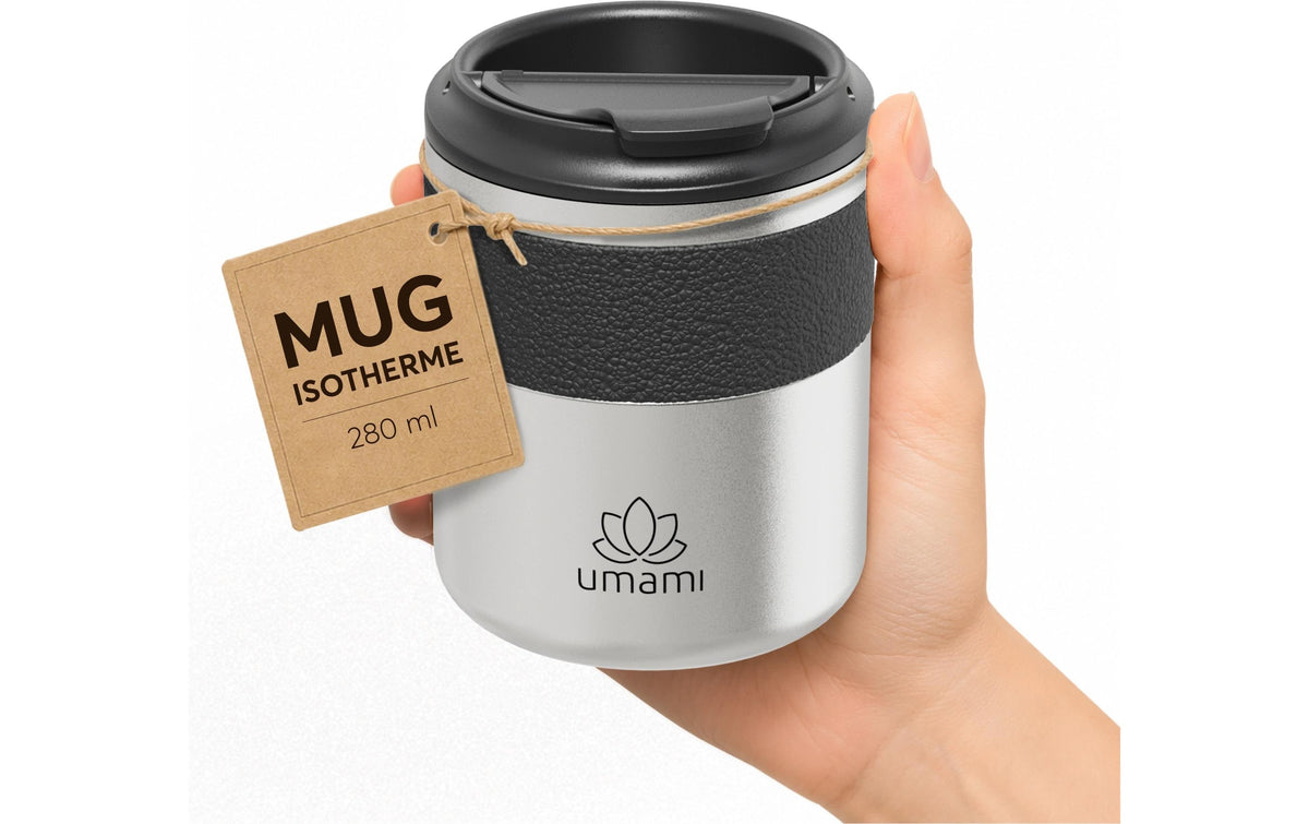 Umami Thermobecher 280 ml – doppelwandig, Metall, Schwarz
