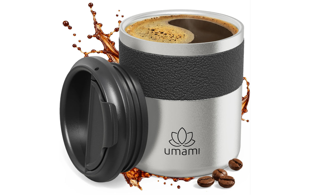 Umami Thermobecher 280 ml – doppelwandig, Metall, Schwarz