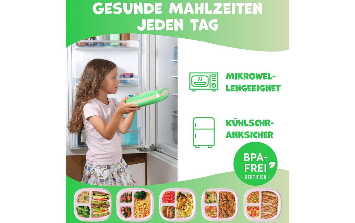 Umami Lunchbox 800 ml, 18,3 × 21,0 × 6,6 cm, Polypropylen (PP), grün, mit Besteck