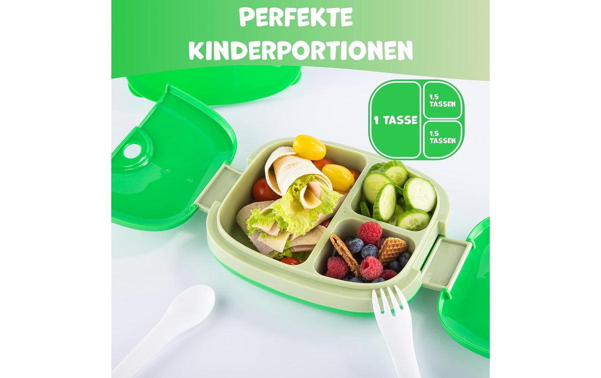Umami Lunchbox 800 ml, 18,3 × 21,0 × 6,6 cm, Polypropylen (PP), grün, mit Besteck