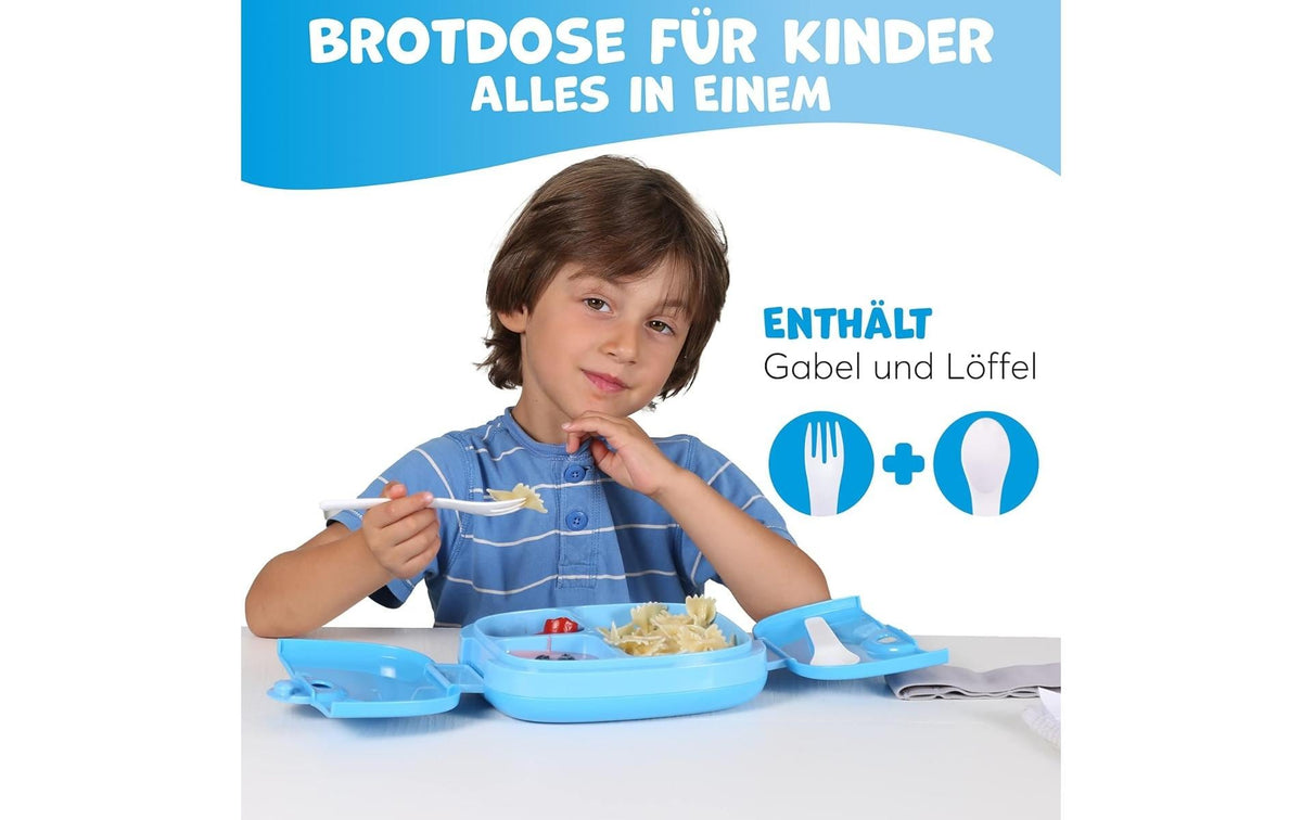 Umami Lunchbox 800 ml, 18,3 × 21,0 × 6,6 cm, Polypropylen (PP), blau, mit Besteck, BPA-frei