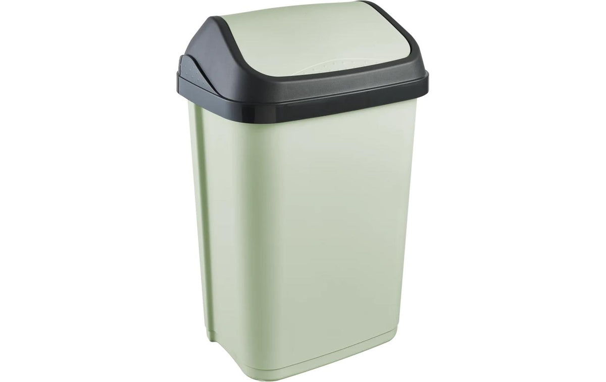 keeeper Schwingdeckel-Abfalleimer – 25 l – Kunststoff (PP), rechteckig – Soft Green