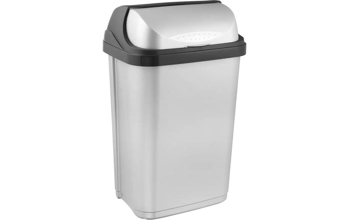keeeper Schwingdeckel-Abfalleimer rasmus – 25 l – Kunststoff (PP), rechteckig – silber