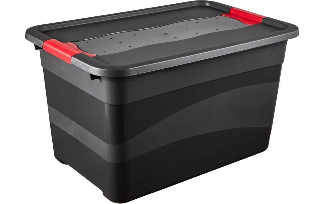keeeper Eckhart Aufbewahrungsbox 52 l (mit Deckel) – Kunststoff – Anthrazit/Rot – 595 × 340 × 395 mm