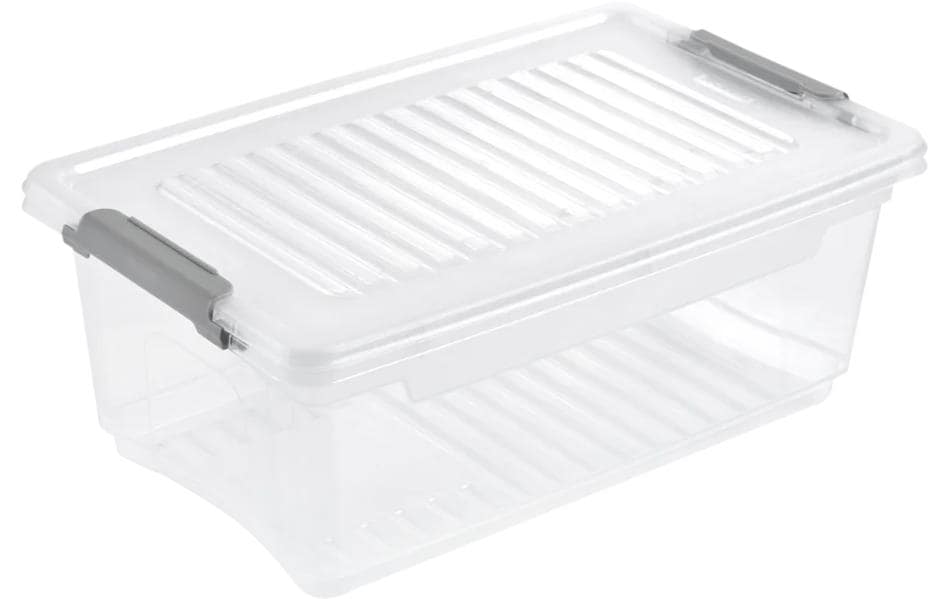 keeeper Leonie Aufbewahrungsbox 3,7 l (mit Deckel) – Polypropylen – transparent/grau – 285 × 105 × 185 mm