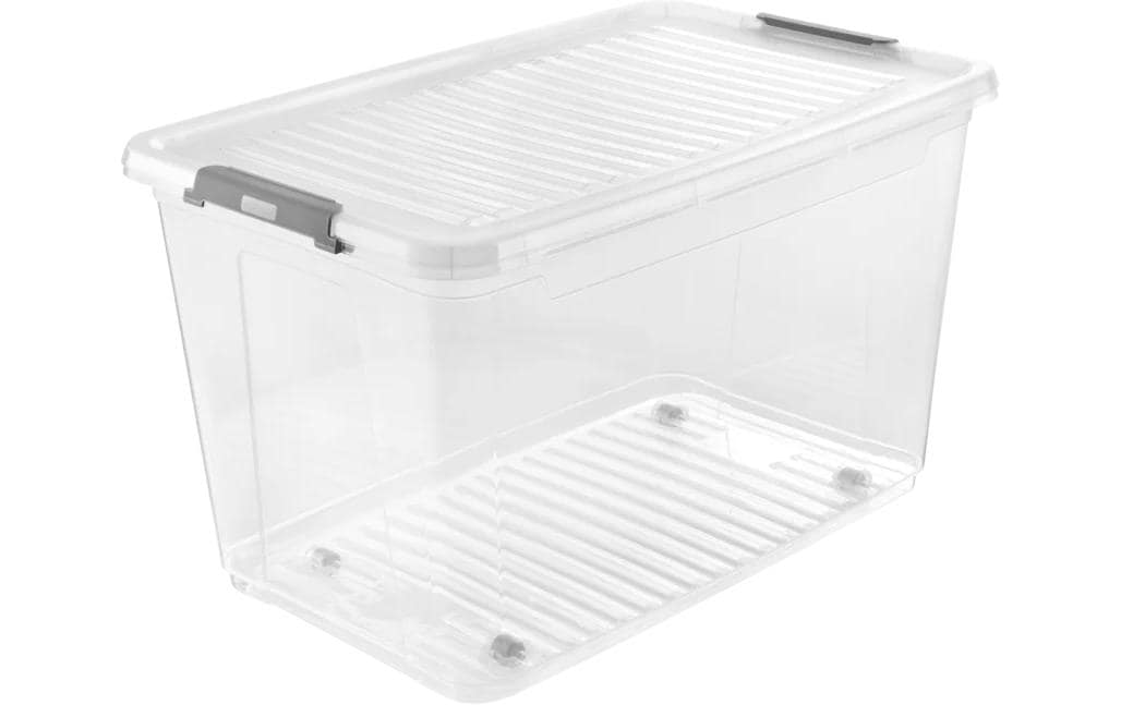 keeeper Aufbewahrungsbox 56 l (mit Deckel) – Kunststoff – Transparent – Verriegelung – 590 × 355 × 380 mm
