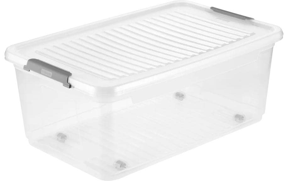 keeeper Clipbox Aufbewahrungsbox 37 l – mit Clipverschluss, transparent, Kunststoff, B 590 × H 240 × T 380 mm