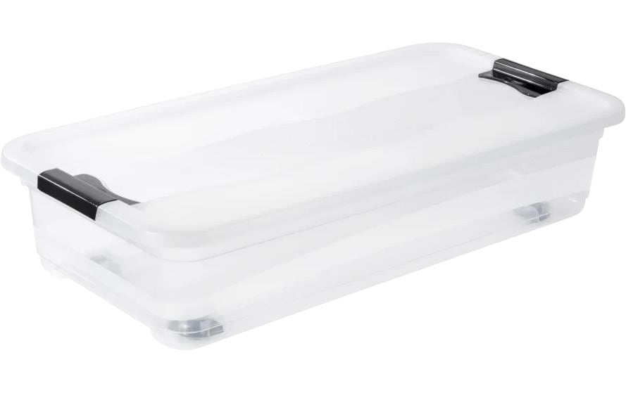 keeeper Aufbewahrungsbox 33 l (mit Deckel) – Kunststoff – Transparent – mit Rollen, stapelbar