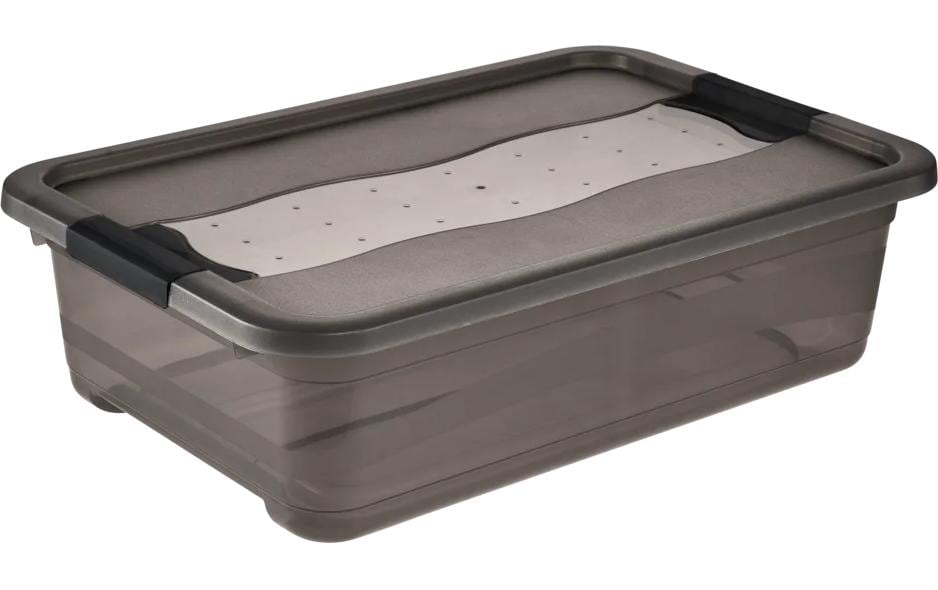 keeeper Cornelia Aufbewahrungsbox 28 l (mit Deckel) – Polypropylen – transparent/grau – 595 × 170 × 395 mm