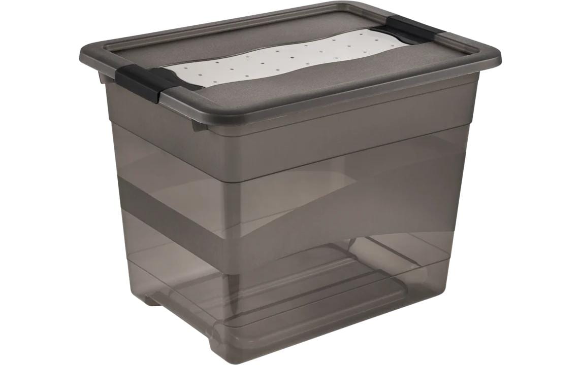 keeeper Cornelia Aufbewahrungsbox 24 l (mit Deckel) – Polypropylen – transparent/grau – mit Verriegelung