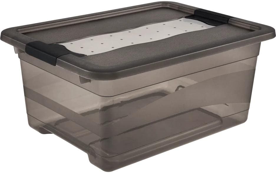 keeeper Cornelia Aufbewahrungsbox 12 l (mit Deckel) – Kunststoff – transparent/grau – 395 × 175 × 295 mm