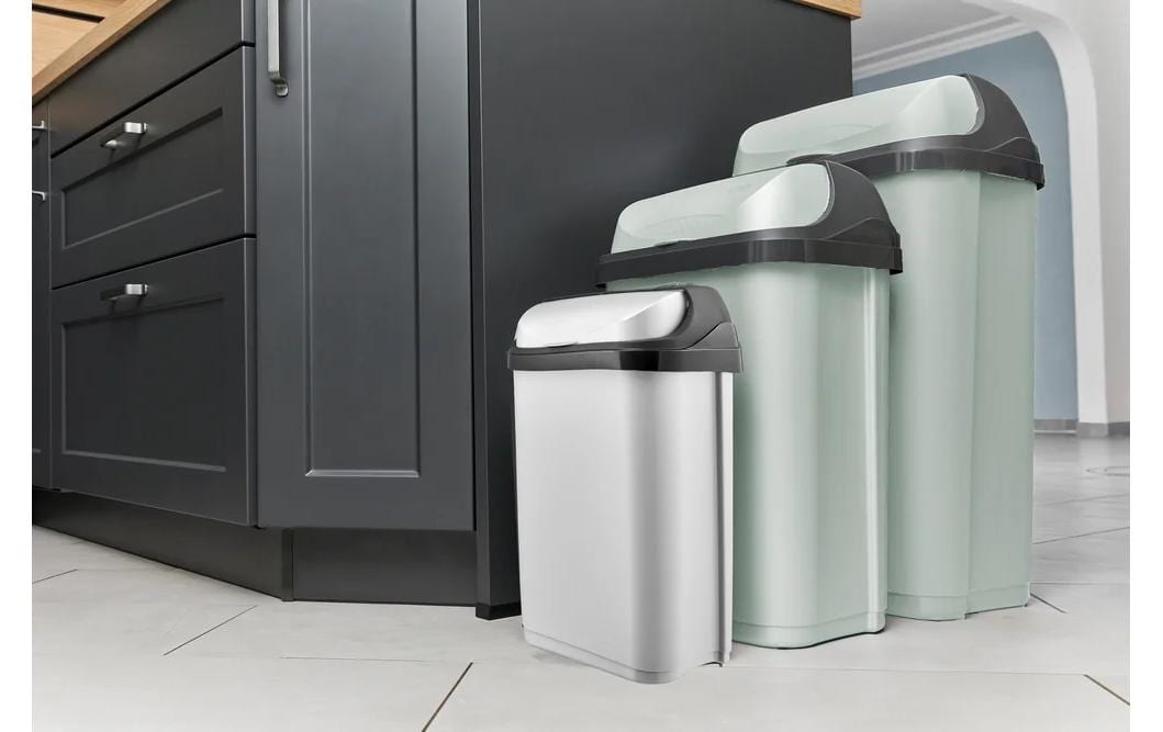 keeeper Schwingdeckel-Abfalleimer – 50 l – Kunststoff, rechteckig – Grau/Anthrazit