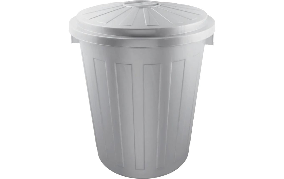keeeper Supermax Müllcontainer – 50 l – Kunststoff (PP), rund – silber – mit Deckel