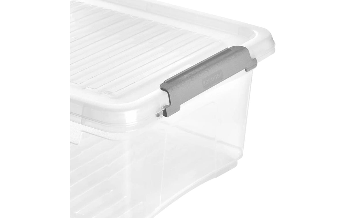 keeeper Leonie Aufbewahrungsbox 3,7 l (mit Deckel) – Polypropylen – transparent/grau – 285 × 105 × 185 mm