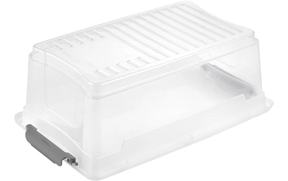 keeeper Leonie Aufbewahrungsbox 3,7 l (mit Deckel) – Polypropylen – transparent/grau – 285 × 105 × 185 mm