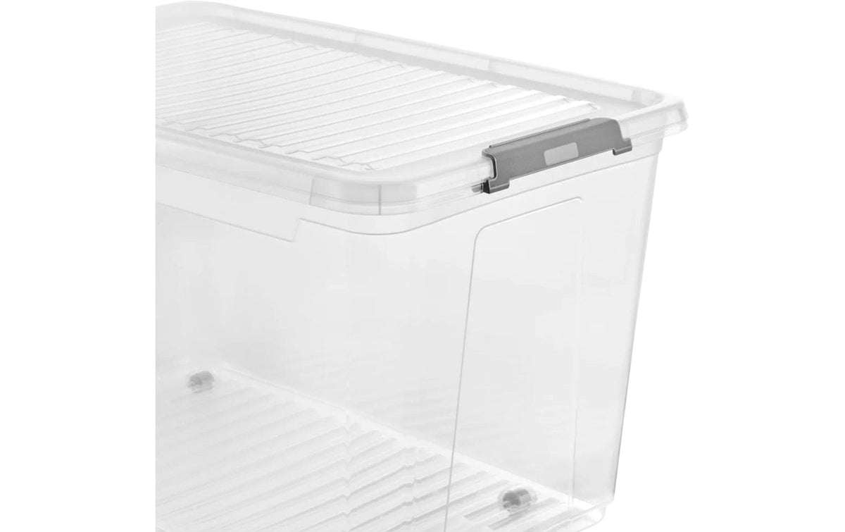 keeeper Aufbewahrungsbox 56 l (mit Deckel) – Kunststoff – Transparent – Verriegelung – 590 × 355 × 380 mm