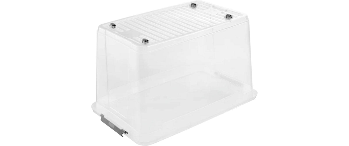 keeeper Aufbewahrungsbox 56 l (mit Deckel) – Kunststoff – Transparent – Verriegelung – 590 × 355 × 380 mm