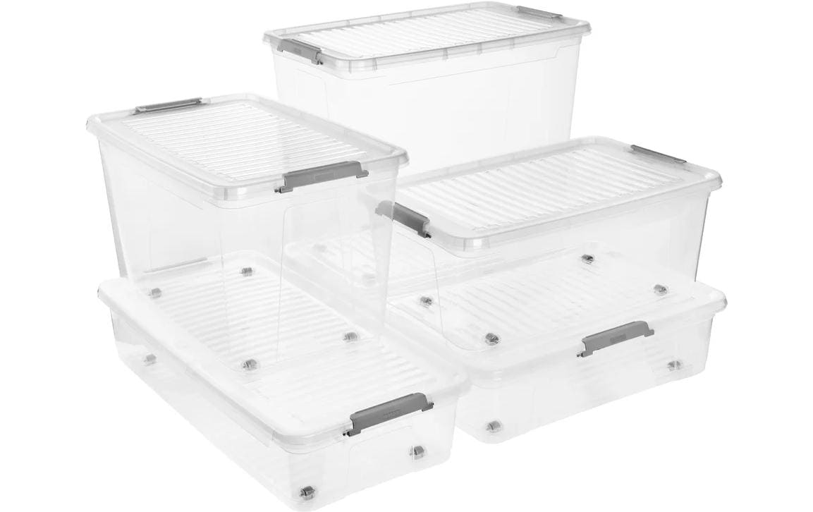 keeeper Aufbewahrungsbox 56 l (mit Deckel) – Kunststoff – Transparent – Verriegelung – 590 × 355 × 380 mm