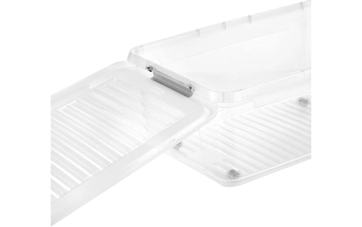 keeeper Clipbox Aufbewahrungsbox 37 l – mit Clipverschluss, transparent, Kunststoff, B 590 × H 240 × T 380 mm