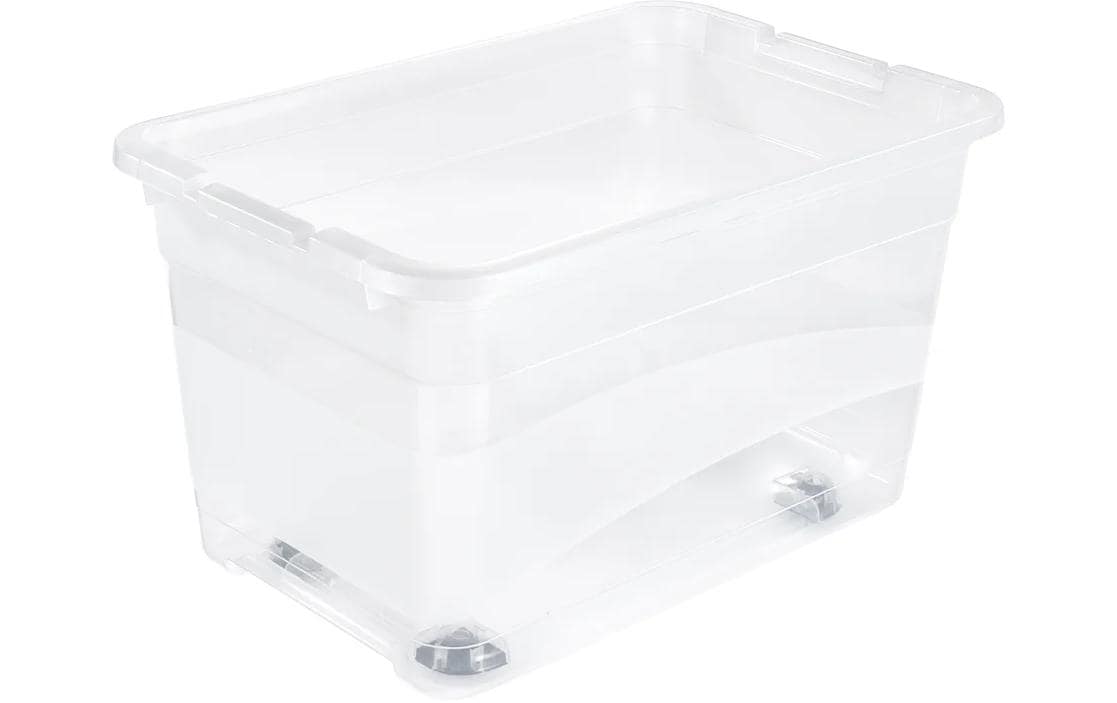 keeeper Konrad Aufbewahrungsbox 52 l (mit Deckel) – Polypropylen – transparent/natur – mit Rollen