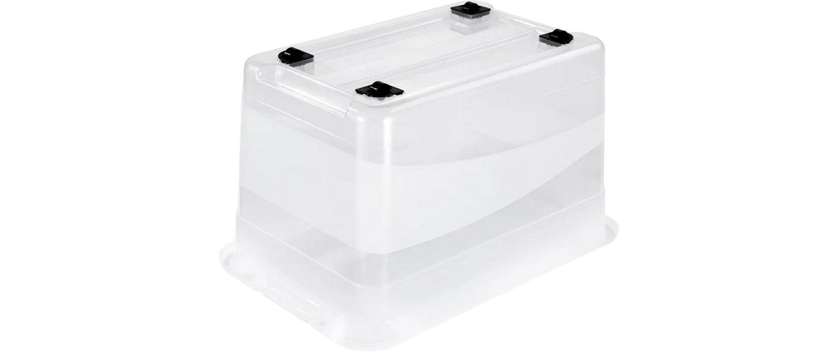 keeeper Konrad Aufbewahrungsbox 52 l (mit Deckel) – Polypropylen – transparent/natur – mit Rollen