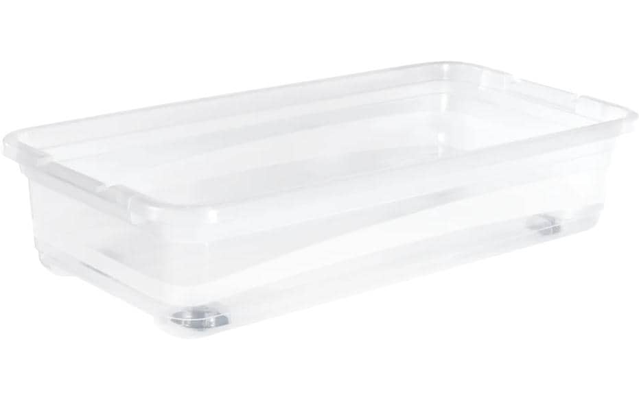 keeeper Aufbewahrungsbox 33 l (mit Deckel) – Kunststoff – Transparent – mit Rollen, stapelbar
