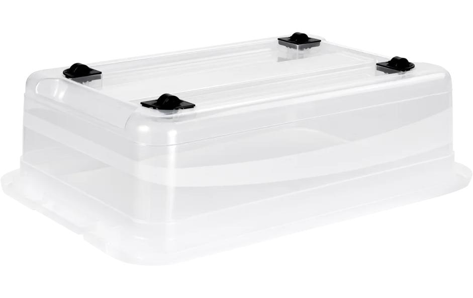 keeeper Aufbewahrungsbox 28 l (mit Deckel) – Polypropylen – transparent – 395 × 180 × 595 mm