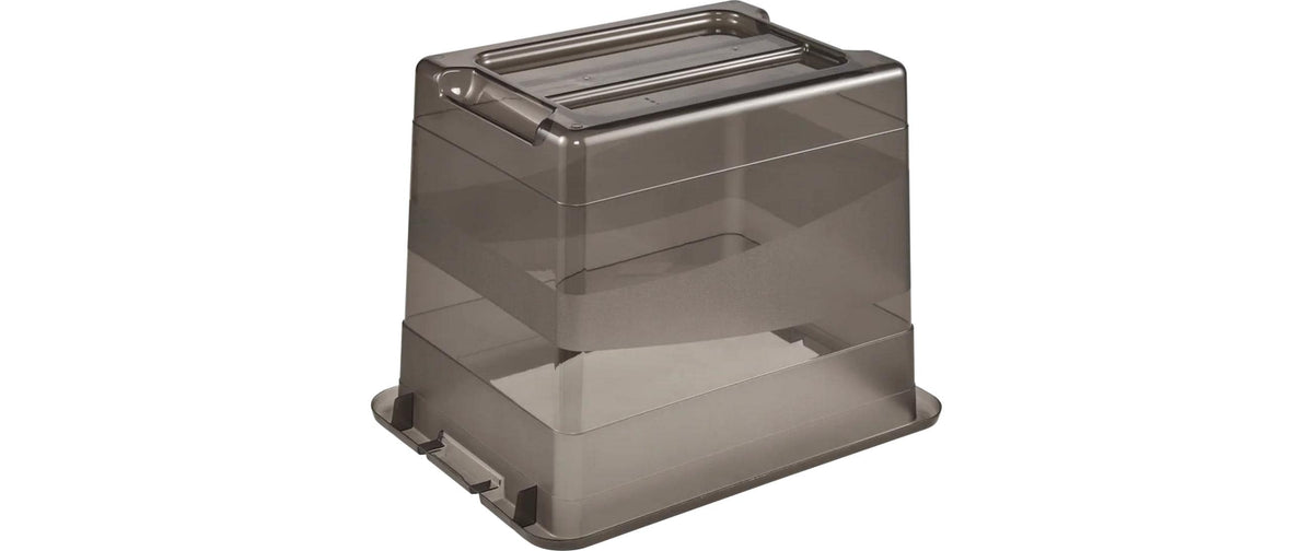 keeeper Cornelia Aufbewahrungsbox 24 l (mit Deckel) – Polypropylen – transparent/grau – mit Verriegelung