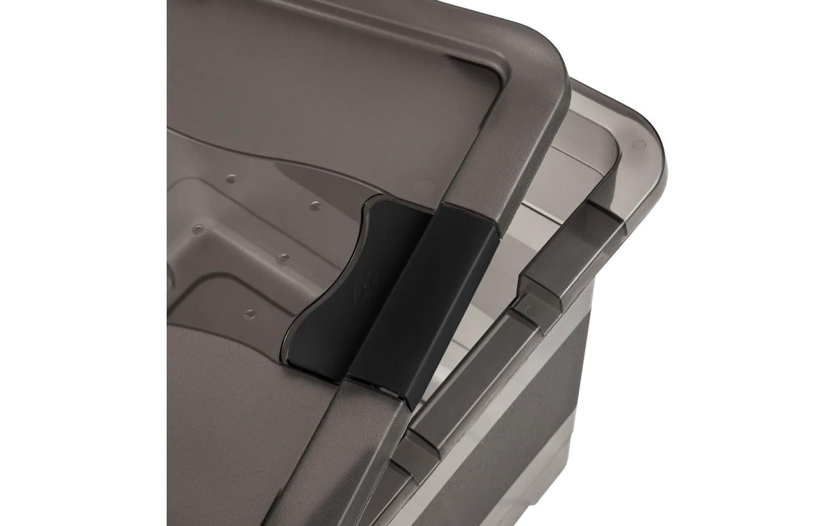 keeeper Cornelia Aufbewahrungsbox 24 l (mit Deckel) – Polypropylen – transparent/grau – mit Verriegelung