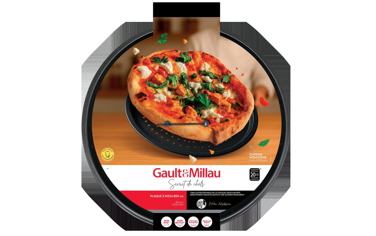 Gault millau Gault & Millau – Pizzaplatte Ø 33 × 1,5 cm, Kohlenstoffstahl, antihaftbeschichtet