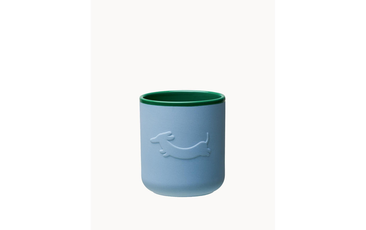 Chic-mic ChicMic Kaffeebecher Good Mood Mug-Dogue – 380 ml, Porzellan, Blau/Grün, mikrowellengeeignet
