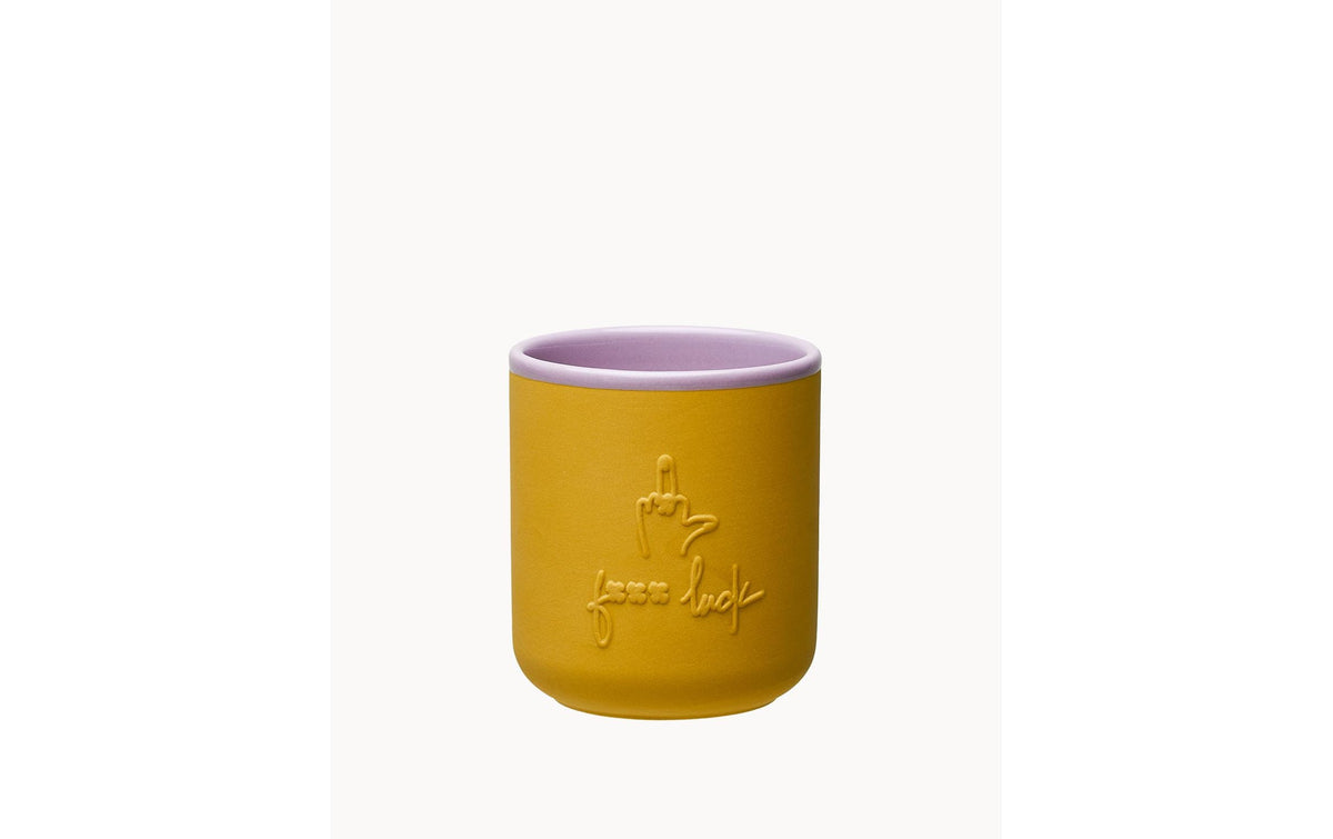 Chic-mic Kaffeetasse Good Mood – 380 ml, Ø 8,5 cm, Porzellan, Gelb/Rosa, spülmaschinenfest