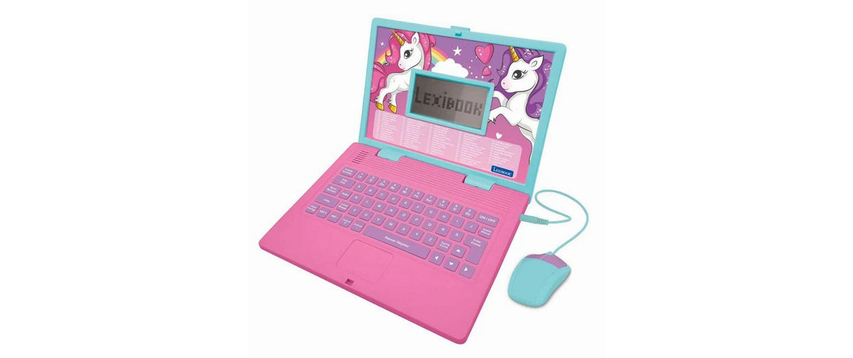 Lexibook Lern-Laptop – Einhorn, zweisprachig (Deutsch, Englisch), 164 Aktivitäten, ab 4 Jahren