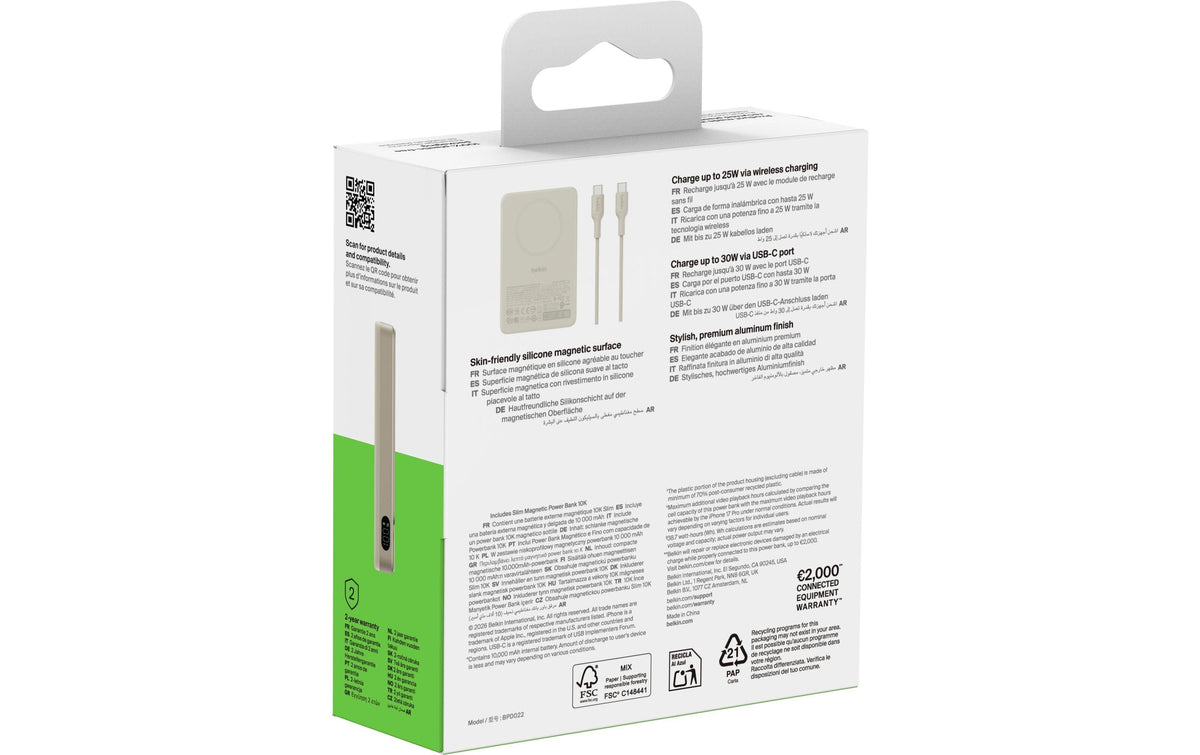 Belkin UltraCharge Pro MagSafe Powerbank 10'000 mAh – 30 W PD, Qi2, 1× USB-C