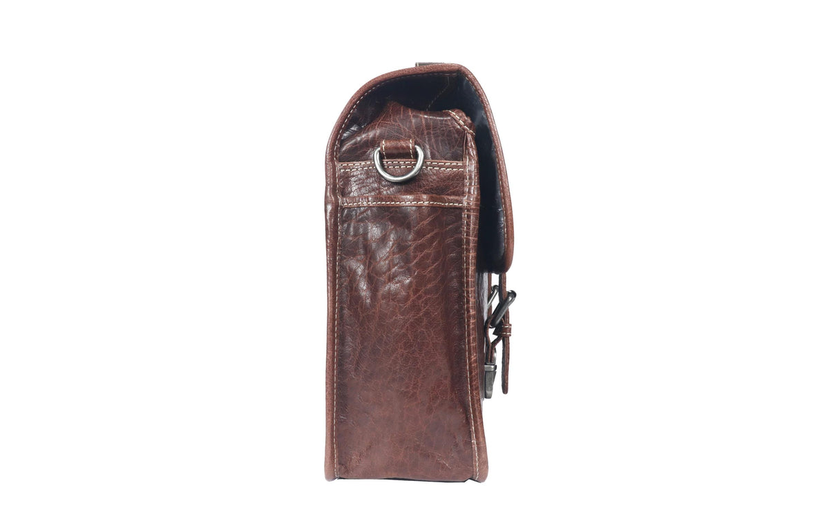 Alpenleder Reporter Schultertasche – Leder, 340 × 260 × 100 mm – Braun