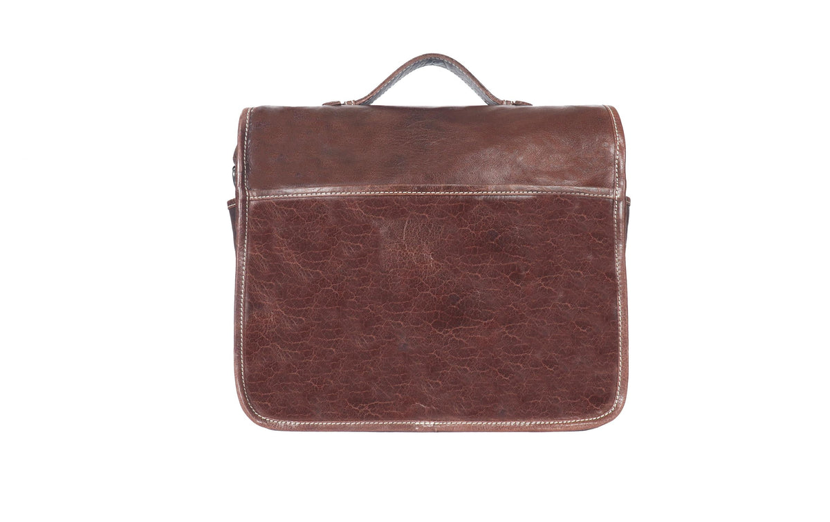 Alpenleder Reporter Schultertasche – Leder, 340 × 260 × 100 mm – Braun