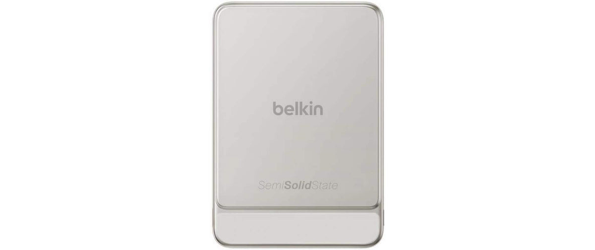 Belkin UltraCharge Pro Slim Wireless Powerbank 5'000 mAh – 20 W PD, Wireless 15 W, 1× USB-C, beige