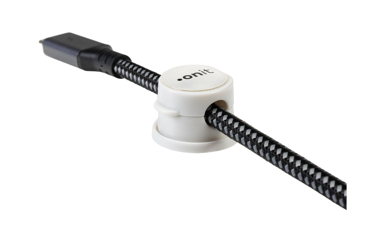 Onit Kabelhalter, selbstklebend, drehbar, Magnetverschluss, Ø 24 mm, 6er-Pack – weiss